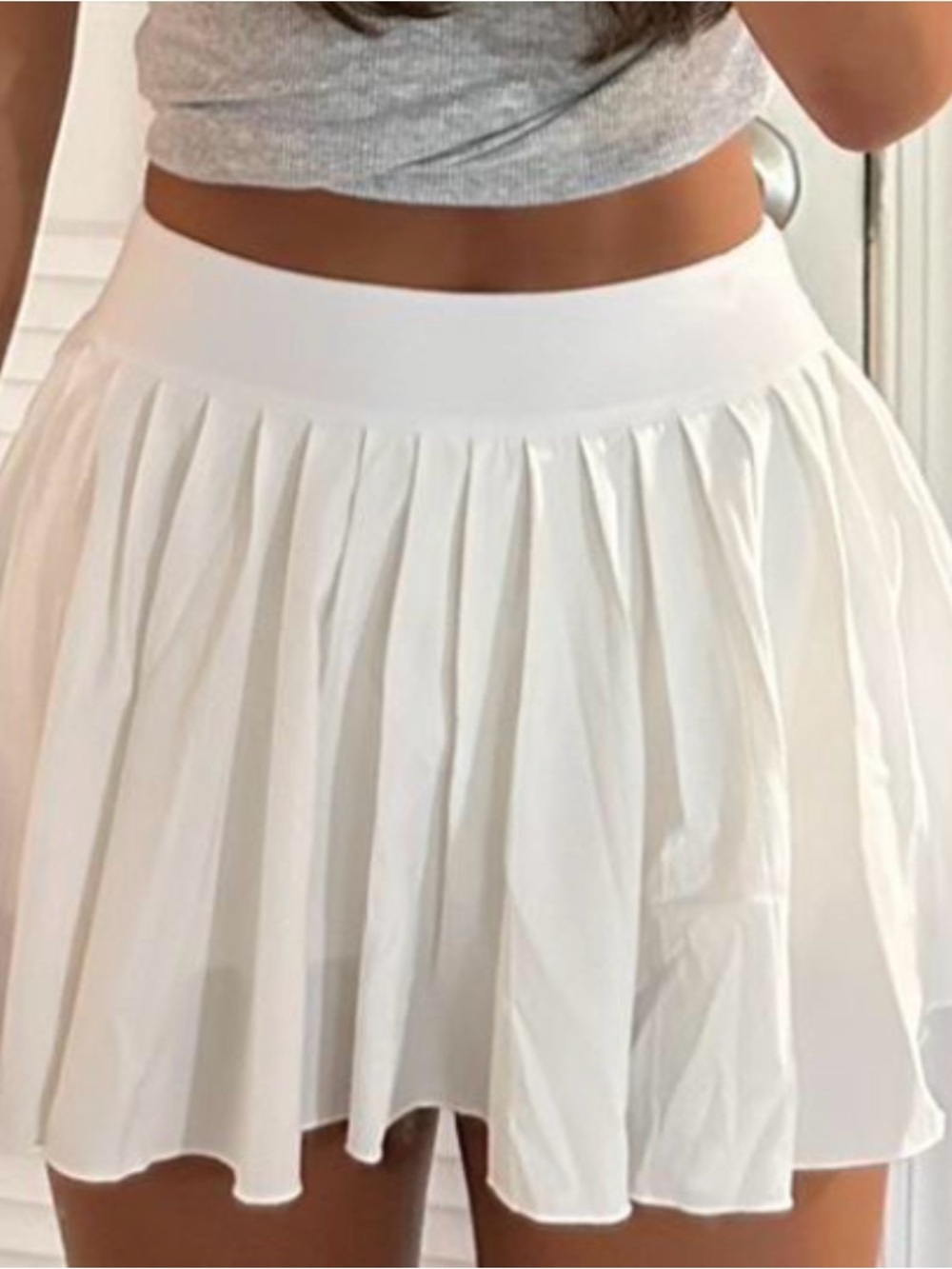 Athleta White Pleated Skater Skirt